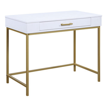 gold and white small desk