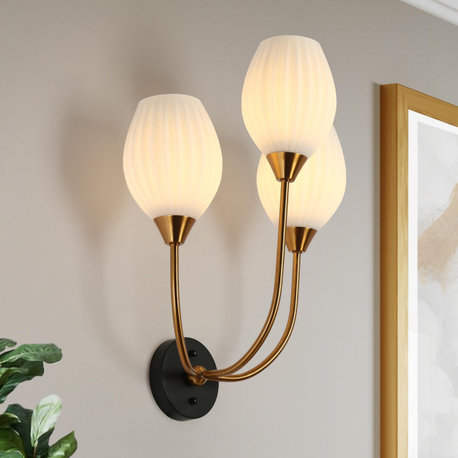 LNC Modern 3-Light Black Gold Wall Sconce