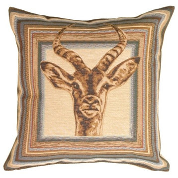 Pillow Decor - Blue Antelope Tapestry Throw Pillow