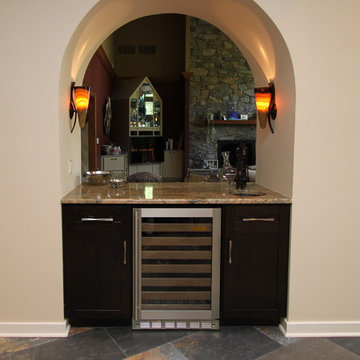 Rustic Craftsman Cherry Kitchen with Contrasting Espresso Island in Bel Air, MD