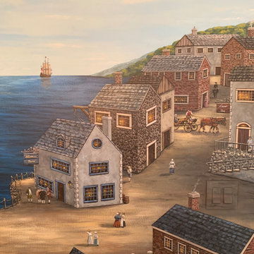 Colonial-Revolutionary Murals, hand painted throughout a dining room.