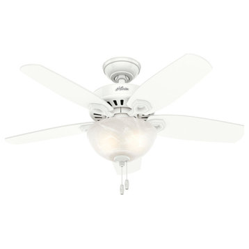 Hunter Fan Company  42" Builder Small Room  Ceiling Fan With Light, Snow White