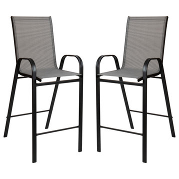 Brazos Series Stackable Outdoor Barstools Set of 2, Gray