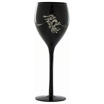Chinese Dragon Wine Glass, Myth and Legend, Glass and Pure Tin