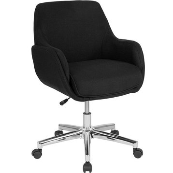 Rochelle Home and Office Upholstered Mid-Back Chair in Black Fabric