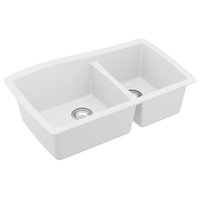 Karran Undermount Quartz 33" 60/40 Double Bowl Kitchen Sink, White