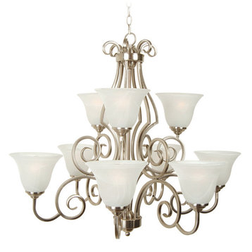 Cecilia 9-Light Traditional Chandelier in Brushed Polished Nickel