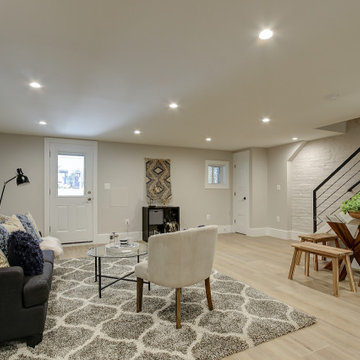 Basement remodel with bedroom space, closet space, living area, Irving