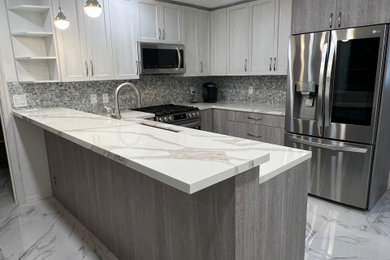 Example of a minimalist kitchen design in Miami