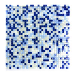 GBM Manufacturing - Galaxy 12"x12" Glass Square Mosaic Tile, Glossy Iridescent Blue - Mosaic Tile