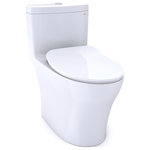 Toto - Toto Aquia IV 1P 2Flush UHt WASHLET+ Toilet With CEFIONTECT CW, MS646234CEMFG#01 - The Aquia IV One-Piece Elongated Dual Flush 1.28 and 0.8 GPF Universal Height WASHLET+  Ready Toilet with CEFIONTECT is the epitome of modern form and function. The skirted design conceals the trapway, which enhances the elegant look of the toilet and adds an additional level of sophistication. The one-piece design is not only aesthetically pleasing, but also offers the benefit of being easier to clean versus a two-piece toilet. By removing the gap between the tank and bowl, we eliminate the hiding place for dirt and debris. An additional benefit of the one-piece toilet is that there is no threat of leaks from bolts or gaskets that can occur in two-piece toilets. The Aquia IV features TOTO's DYNAMAX TORNADO FLUSH, utilizing a 360 degree cleaning power to reach every part of the bowl. This version of the Aquia IV includes CEFIONTECT technology, a layer of exceptionally smooth glaze that prevents particles from adhering to the ceramic. This feature, coupled with DYNAMAX TORNADO FLUSH, helps to reduce the frequency of toilet cleanings, minimizing the usage of water, harsh chemicals, and time required for cleaning. The enhanced design of the Aquia IV inner bowl reduces water flow resistance and turbulence, resulting in a quieter flush. The chrome center-mounted push button that sits atop the tank allows you to proactively conserve water by choosing between a 0.8 GPF rinse or 1.28 GPF for tougher jobs. This version of the Aquia IV offers TOTO T40 WASHLET+ compatibility for when you are ready to upgrade. WASHLET+ toilets feature a channel on the bowl surface to help conceal your WASHLET+ supply line and power cord for seamless integration. The Universal Height design allows for a more comfortable seat position across a wide range of users. The TOTO Aquia IV meets the standards for EPA WaterSense, and California's CEC and CALGreen requirements. The Aquia IV comes ready for install into a 12" rough-in, but may be adapted for a 10" or 14" rough-in with the purchase of a separately sold adapter. Includes an ultra sleek  SoftClose seat (#SS234), tank to bowl hardware, a tank to bowl gasket, outlet socket, and toilet bolt caps. Additional items needed for installation must be purchased separately: wax ring, toilet mounting bolts, and water supply lines.