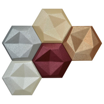 Faux PU Leather Tiles 3D Wall Panels Hexagonal Mosaic Decor, 20 Pieces, Multi