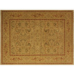 Bareens Designer Rugs - Antique Vegetable Dyed Shawna Brown/Rose Wool Rug - 10'1'' x 14'3'' - Designed with mesmerizing intricacy and gorgeous color palette, this hand-knotted masterpiece demonstrates the beauty and electrifying thrill of Pak Persian art. These meticulously hand-knotted Pak-Persian rug is made with pure wool and features breathtaking traditional, transitional, and tribal designs in bold luxurious color pallets. Known for their intricate designs these rugs are a reproduction of Persian rugs, made in Pakistan with unique Mughal designs. Made by master weavers using the same Persian texture, design and dying technique, we wanted to produce the most significant manifestation of Persian art, life, and culture. This rug is most famous for its exceptional quality, incredible designs, patterns, and vibrant rich color. Pak-Persian rugs made with Persian weave with high knot counts, which enables the high intricacy and detail found in the patterns are also referred to as "State of art", each color adds a rich beautiful detail in the artwork of this rug. The design, color, and beautiful chromatic composition with a vibrant sheen with intricate designs, exude beauty, elegance, and quality make this rug a masterpiece of its own.