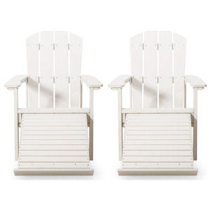 White Highwood AD-KITCLAS4-WHE Adirondack Chair with Ottoman and Cup Holder