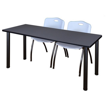 72 x 24 Kee Training Table- Grey/ Black & 2 'M' Stack Chairs- Grey