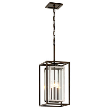 Morgan 3-Light Outdoor Pendant, Bronze with Stainless Finish, Clear Glass