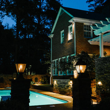 Pool and Rock Wall Lighting in Richmond Area