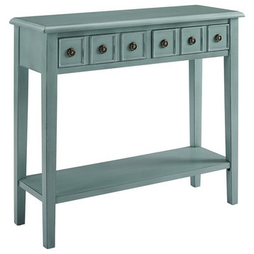 Linon Sadie Wood 38" Console Table in Teal Blue