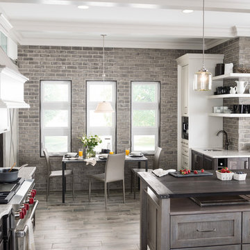 Grey Ashland Brick Wall in Contemporary Kitchen