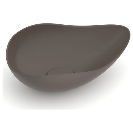 Ruy Ohtake By Roca Organic Porcelain Vessel Sink, Elongate Vessel Sink, Matte Coffee