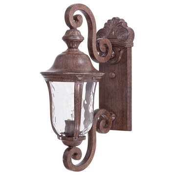1-Light Wall Mount, Vintage Rust With Mouth Blown Clear Glass