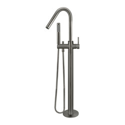 MEIR SHADOW ROUND FREESTANDING BATH SPOUT AND HAND SHOWER SKU: MB09-PVDGM - Bathtub and Shower Tap Sets