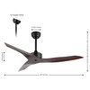 Aldrin 50" Modern Iron/Plastic App6-Speed Razor Ceiling Fan, Neutral Brown Wood