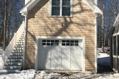 Beach style home design photo in Boston