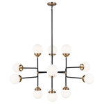 Sea Gull Lighting - Sea Gull Lighting Cafe 3187912-848 Twelve Light Large Chandelier in Satin Brass - The cafe series by Generation Lighting is offered in a variety of designs and finishes including Satin Brass and Brushed Nickel. This product family features a wall sconce, 1-light, 2-light, 3-light, 4-light and 5-light vanity, 8-light small and 12-light large chandelier . With undulating arms that proudly hold up the lights, it almost feels as though you are transported into a whimsical world, steeped in sophistication. The bubble-like glass shades are modern while fusing form and function. Any piece in this collection can act as sculpted artwork, grabbing attention from every angle.