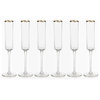"Zalli" 11.25" Tall Flute Champagne Glass, Gold Rim (Set of 6)