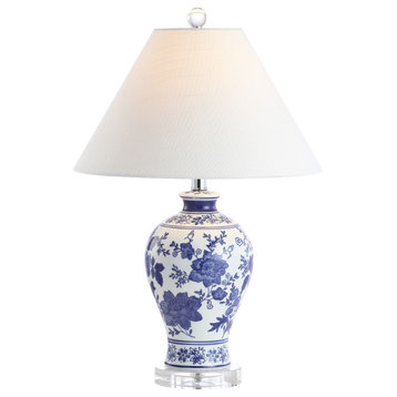Song 21.5" Ceramic Chinoiserie Floral LED Table Lamp, Blue by JONATHAN  Y