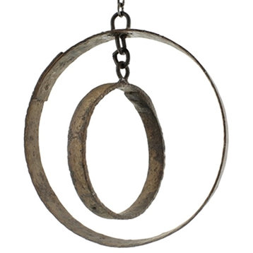 Rustic Minimalist 24" Industrial Concentric Circles Ornament, Outdoor Open
