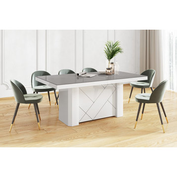 VOLOS Max Extendable Dining Table, Grey/White