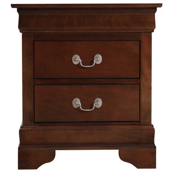Louis Philippe 2-Drawer Cappuccino Nightstand, 24 in. H X 22 in. W X 16 in. D