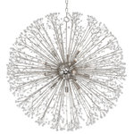 Hudson Valley Lighting - Dunkirk 16-Light Chandelier Polished Nickel Finish Faceted K9 Crystal - The earthly and the extraterrestrial combine in this beautiful, explosive family. Thirty-two-cut faceted crystals bedazzle at the end of every branch, luminously refracting the light. Like a star being born, Dunkirk is at once organic and out of this world. When Sarfatti designed the first chandelier that launched the Sputnik craze, it had been fireworks he was trying to emulate. There is something both of the firework exploding and the fixtures Sarfatti inspired in this opulent piece.