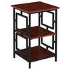 Town Square Black Metal Frame End Table in Cherry Wood Finish
