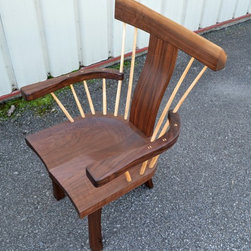Walnut Curved Backed Spindle Armchair - Dining Chairs