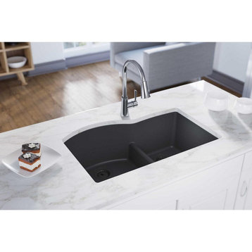 ELGHU3322RGY0 Quartz Classic 33" Undermount Sink with Aqua Divide, Dusk Gray