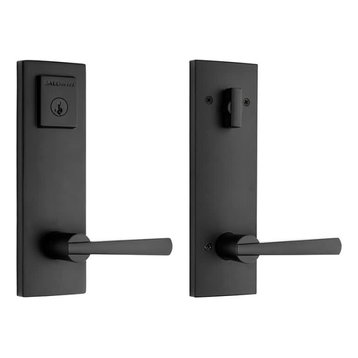 AITITAN Heavy Duty Zinc Alloy Black Door Handle with Lock and Single Cylinder Deadbolt for Entrance Front Door and Office Entry Door Levers Exterior Door Lock Set with Deadbolt
