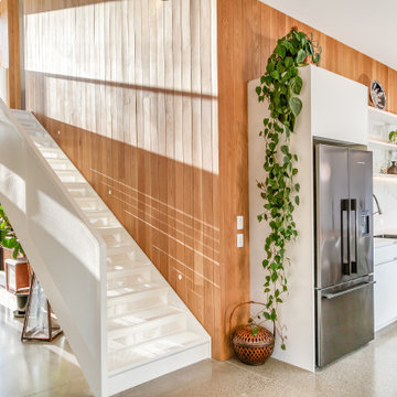 Stairway, entry, kitchen