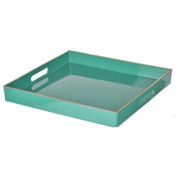 Turquoise Mimosa Square Tray