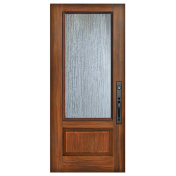 3/4 Lite Fiberglass Door, Rain Glass, Left Hand Inswing
