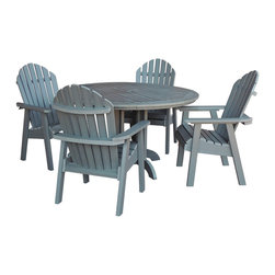 Highwood - Highwood Adirondack Hamilton 5pc Round Dining Set - AD-DNA48, Coastal Teak - Outdoor Dining Sets