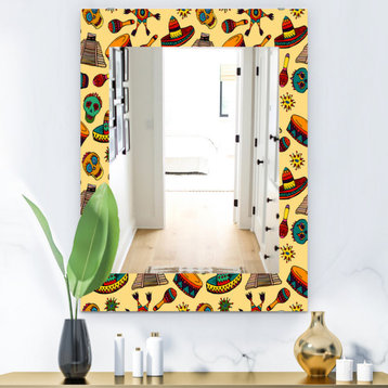 Designart Pattern With Mexican Symbols Bohemian Eclectic Frameless Wall Mirror