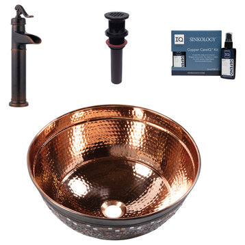 Shockley Naked Copper 16" Round Vessel Sink with Ashfield Vessel Faucet Kit