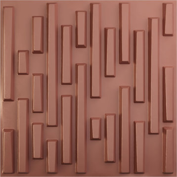 Staggered Brick EnduraWall 3D Wall Panel, 19.625"Wx19.625"H, Champagne Pink