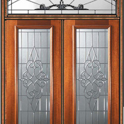 Prehung Transom Double Door 80 Mahogany Courtlandt Full Lite Glass - Front Doors