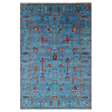 5' 7" X 8' 2" Persian Tabriz Hand Knotted Wool Rug Q8250