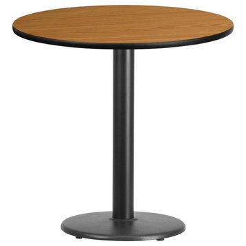 30" Round Natural Laminate Table Top With 18" Round Table Height Base