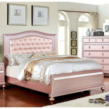 Furniture of America Paisley Contemporary Wood Twin Panel Bed in Rose Gold